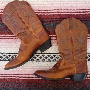 Women's Ariat Leather Cowboy Boots in Cognac Brown